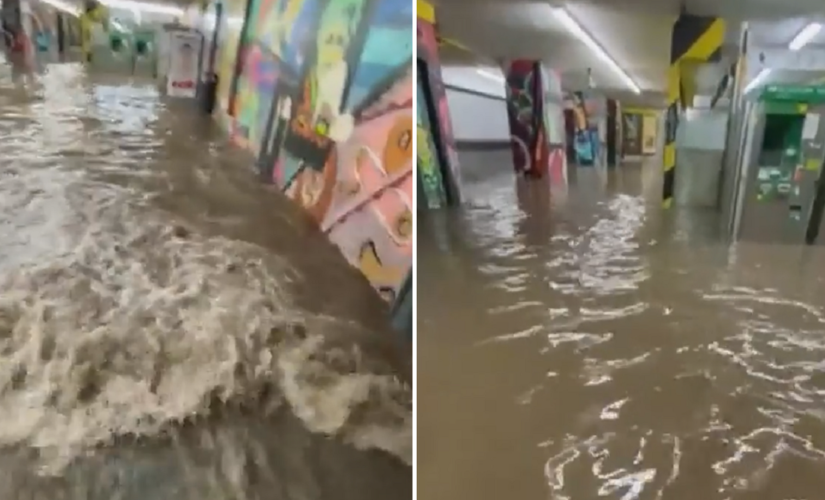 Video shows heavily flooded train station near Lisbon, Portugal as torrential rains leave 1 dead