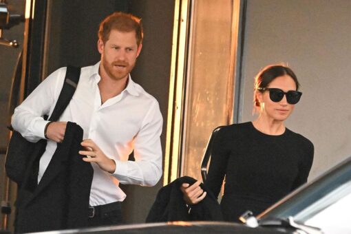 Eco activists Prince Harry, Meghan pictured leaving private jet on way to gala giving sustainability award