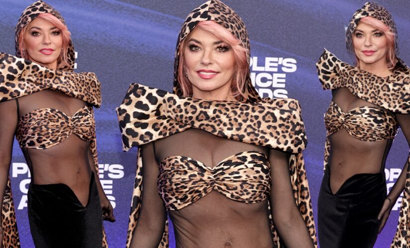 People’s Choice Awards: Shania Twain wears sheer leopard print dress on red carpet ahead of music icon honors
