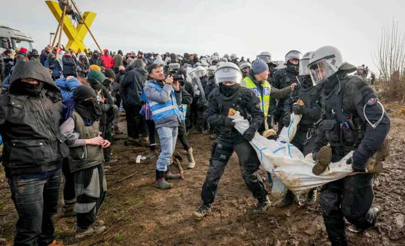 German climate activists protest the demolition of an abandoned village that’s set to be turned into a mine