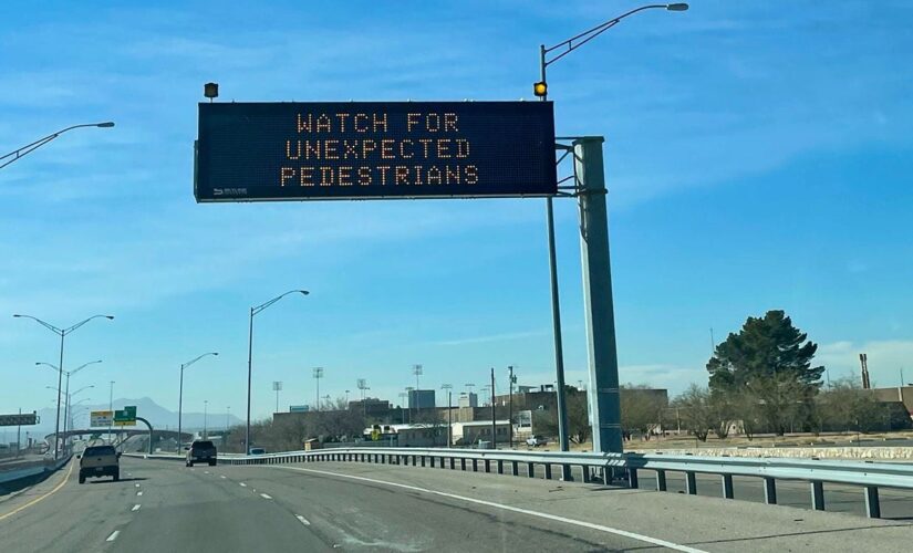 Signs warning of ‘unexpected pedestrians’ appear in El Paso amid migrant surge